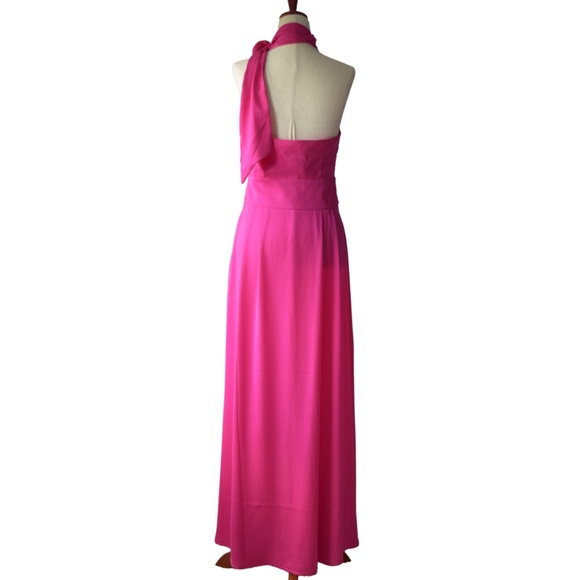 Banana Republic Halter Maxi Dress in NEON PINK - Size 4 (NWT) - Picture 3 of 5